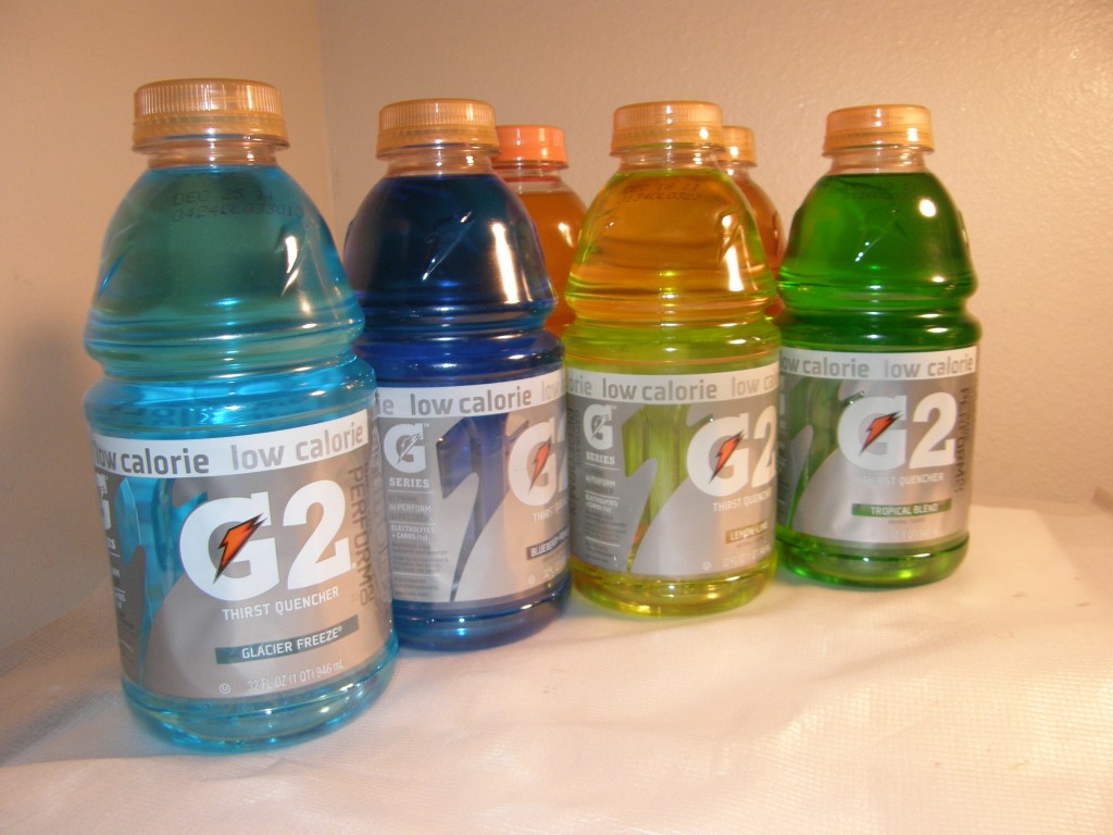 A variety of Gatorade flavors