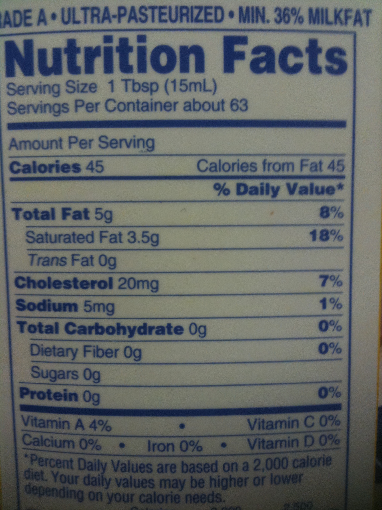 Dye Diet Eat Food Not Food Additives with Nutrition Facts Heavy Cream