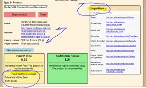 Dye Diet Calculator: Hershey's Milk Chocolate Covered Marshmallow Eggs