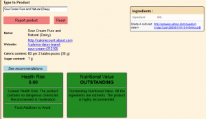 Dye Diet Calculator: Sour Cream Pure and Natural (Daisy)