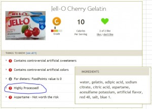 Fooducate Jell-O Cherry result