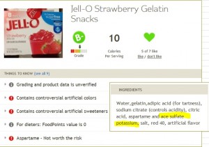 Fooducate Jell-O strawberry result