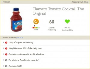 Fooducate result for Clamato