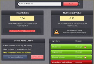 Dye Diet result and GMO warnings for Doritos Nacho Cheese