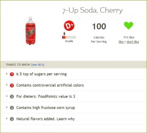 Fooducate result for 7 Up Cherry soda